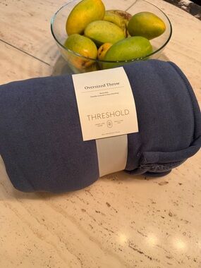 Threshold Reversible Chenille Throw in Blue 50"x70" Recycled Polyester